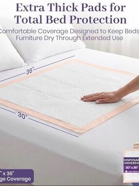 ProHeal Disposable Underpads 30x36 Waterproof Bed Pads 50 Count PH-16712H